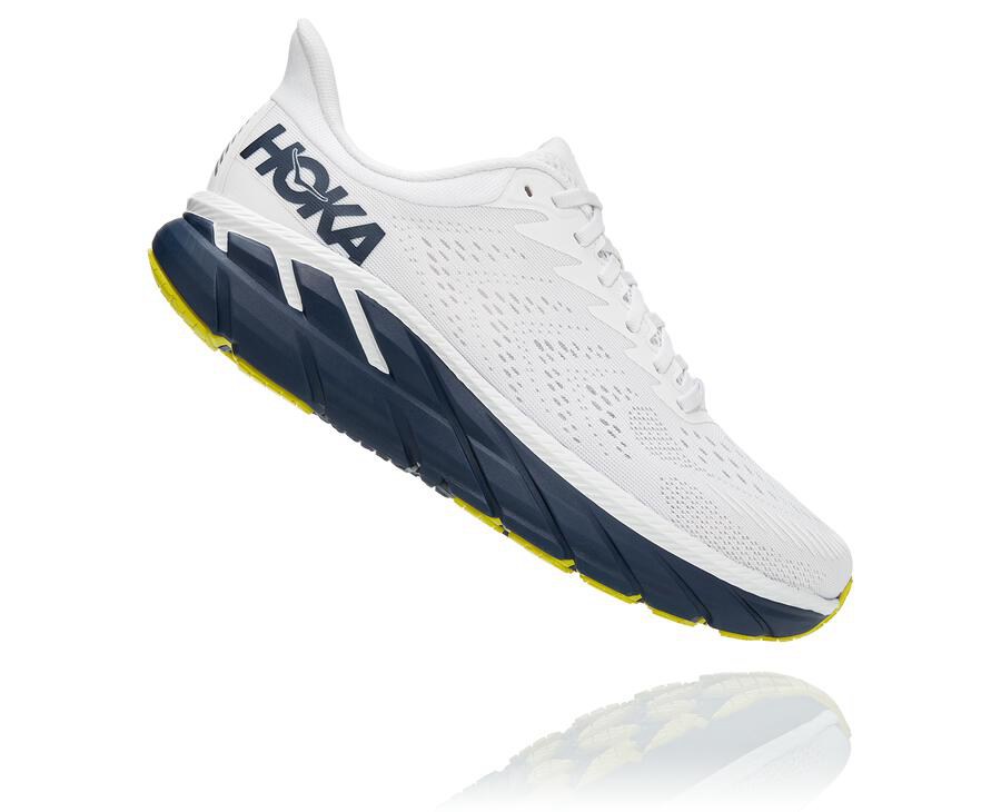 Hoka One One Clifton 7 Löparskor Herr - Vita/Svarta - UEFGN-3598